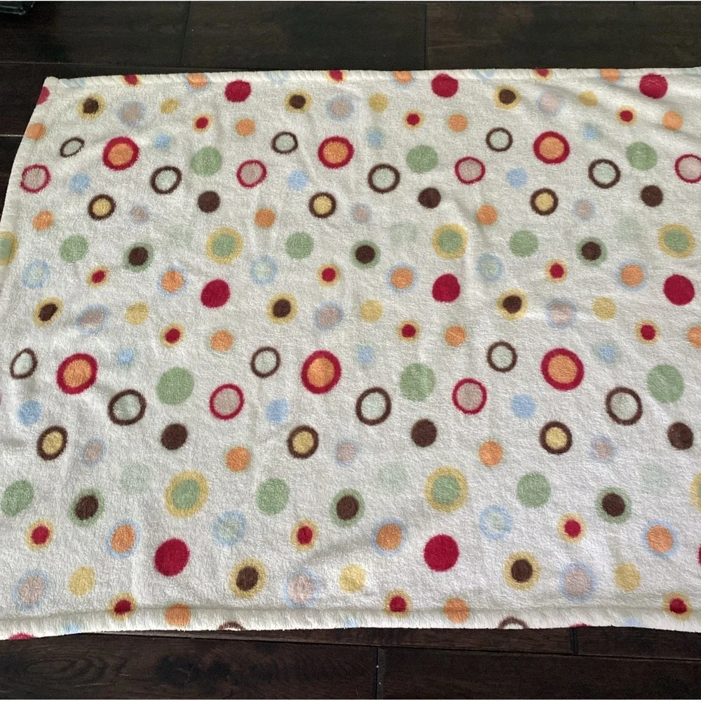 Tiddliwinks Baby Blanket Circles Dots Green Blue Orange Yellow Rings Soft 30x40